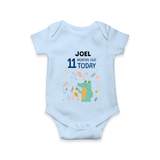 Cute Newborn Romper/Onesie for 11 Month | Custom Name & Style Options - BABY BLUE - New Born (Chest 14")