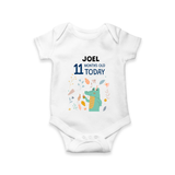 Cute Newborn Romper/Onesie for 11 Month | Custom Name & Style Options - WHITE - New Born (Chest 14")
