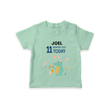 Cute Newborn T-Shirt for 11 Month | Custom Name & Style Options - MINT GREEN - 0-5 Months Old (Chest 17")