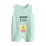 Cute Newborn Romper Suit/ Sleeveless Romper for 1 Year | Custom Name & Style Options - MINT GREEN - 0 - 5 Months Old (Chest 18")