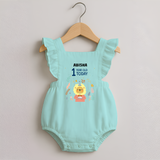 Cute Newborn Romper Frock for 1 Year | Custom Name & Style Options - MINT GREEN - 0 - 3 Months Old (Chest 19")