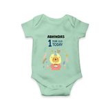 Cute Newborn Romper/Onesie for 1 Year | Custom Name & Style Options - MINT GREEN - New Born (Chest 14")