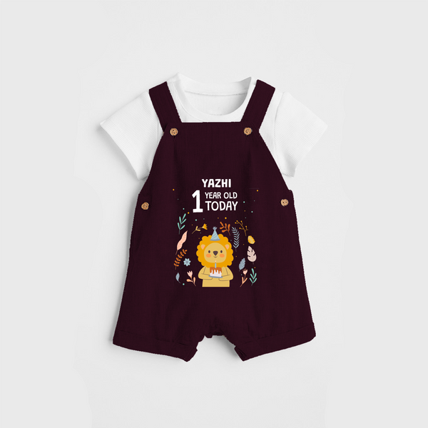 Commemorate your little one's 1st Year with a custom Dungaree set, personalized with their name! - MAROON - 0 - 5 Months Old (Chest 17")