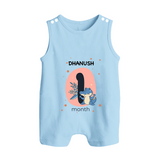 Baby Romper Suit/ Sleeveless Romper Birthday Outfit - 1st Month | Personalized Romper Suit/ Sleeveless Romper | Cozy Cotton Fabric - BABY BLUE - 0 - 5 Months Old (Chest 18")