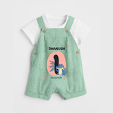 Baby Dungaree Set Birthday Outfit - 1st Month | Personalized Dungaree Set | Cozy Cotton Fabric - MINT GREEN - 0 - 5 Months Old (Chest 18")