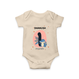 Baby Romper Birthday Outfit - 1st Month | Personalized Bodysuit | Cozy Cotton Fabric - IVORY - New Born (Chest 14")