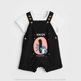 Baby Dungaree Set Birthday Outfit - 1st Month | Personalized Dungaree Set | Cozy Cotton Fabric - BLACK - 0 - 5 Months Old (Chest 18")