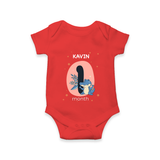 Baby Romper Birthday Outfit - 1st Month | Personalized Bodysuit | Cozy Cotton Fabric - RED - New Born (Chest 14")