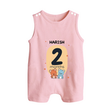 Baby Romper Suit/ Sleeveless Romper Birthday Outfit - 2nd Month | Personalized Romper Suit/ Sleeveless Romper | Cozy Cotton Fabric - BABY PINK - 0 - 5 Months Old (Chest 18")