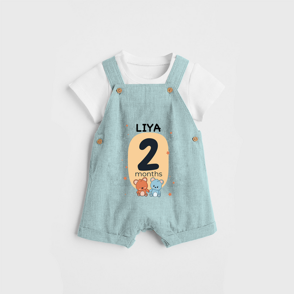 Commemorate your little one's 2nd month with a customized Dungaree Set - ARCTIC BLUE - 0 - 5 Months Old (Chest 17")