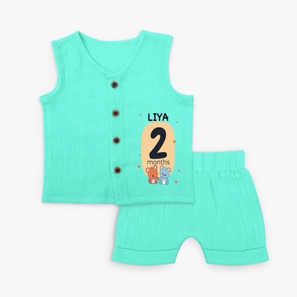 Commemorate your little one's 2nd month with a customized Jabla Set - AQUA GREEN - 0 - 3 Months Old (Chest 9.8")