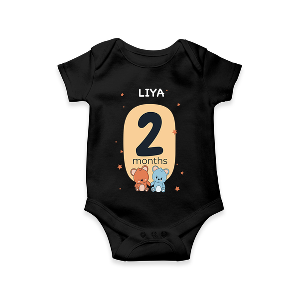 Commemorate your little one's 2nd month with a customized romper - BLACK - 0 - 3 Months Old (Chest 16")