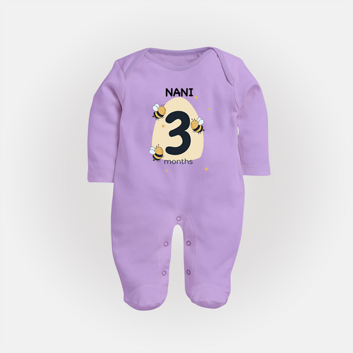 Baby Full Sleeve Bodysuit/ Sleep Suit/ Jumpsuit Birthday Outfit - 3rd Month | Personalized Full Sleeve Bodysuit/ Sleep Suit/ Jumpsuit | Cozy Cotton Fabric