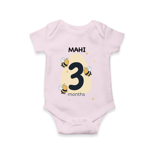 Commemorate your little one's 3rd month with a customized romper - BABY PINK - 0 - 3 Months Old (Chest 16")