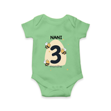 Baby Romper Birthday Outfit - 3rd Month | Personalized Bodysuit | Cozy Cotton Fabric - GREEN - New Born (Chest 14")