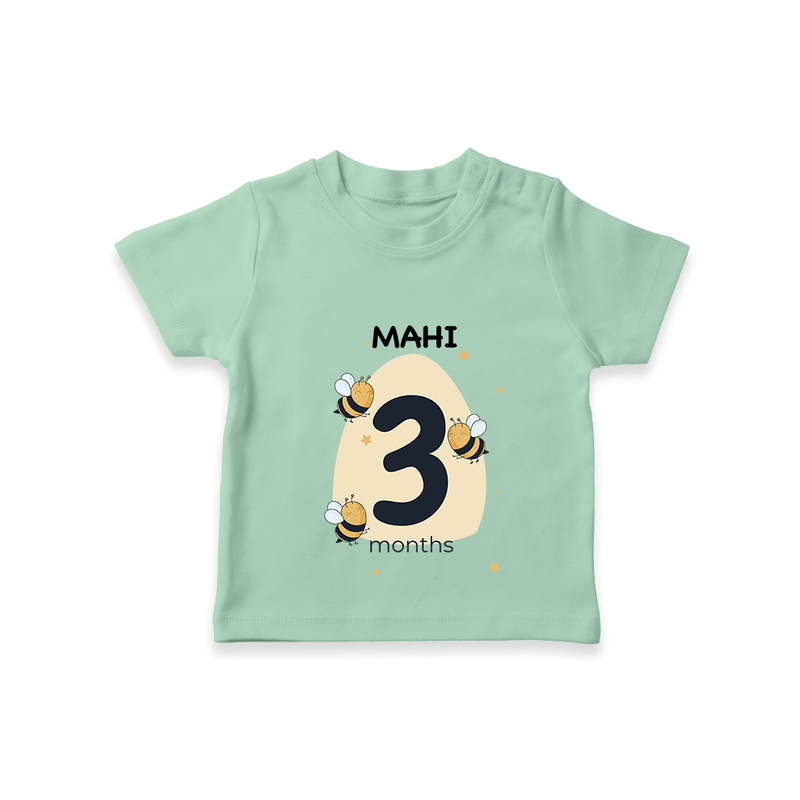 Commemorate your little one's 3rd month with a customized T-Shirt - MINT GREEN - 0 - 5 Months Old (Chest 17")