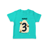 Commemorate your little one's 3rd month with a customized T-Shirt - TEAL - 0 - 5 Months Old (Chest 17")