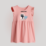 Baby Baby Frock Birthday Outfit - 4th Month | Personalized Baby Frock | Cozy Cotton Fabric - BABY PINK - 0 - 3 Months Old (Chest 17")