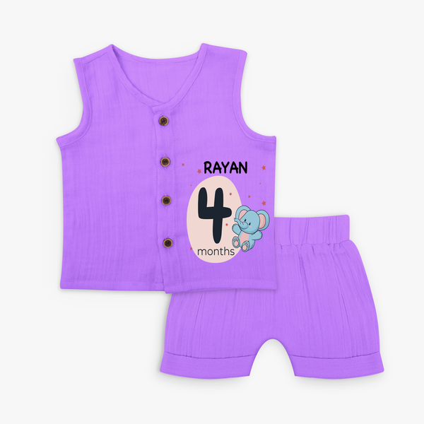 Commemorate your little one's 4th month with a customized Jabla Set - PURPLE - 0 - 3 Months Old (Chest 9.8")