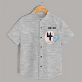 Baby Shirt Birthday Outfit - 4th Month | Personalized Shirt | Cozy Cotton Fabric - GREY - 0 - 6 Months Old (Chest 23")