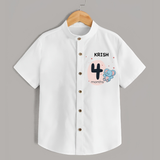 Baby Shirt Birthday Outfit - 4th Month | Personalized Shirt | Cozy Cotton Fabric - WHITE - 0 - 6 Months Old (Chest 23")