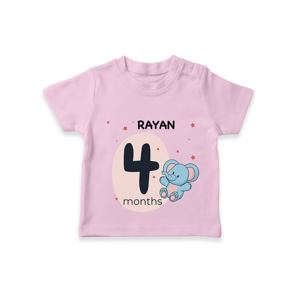 Commemorate your little one's 4th month with a customized T-Shirt - PINK - 0 - 5 Months Old (Chest 17")