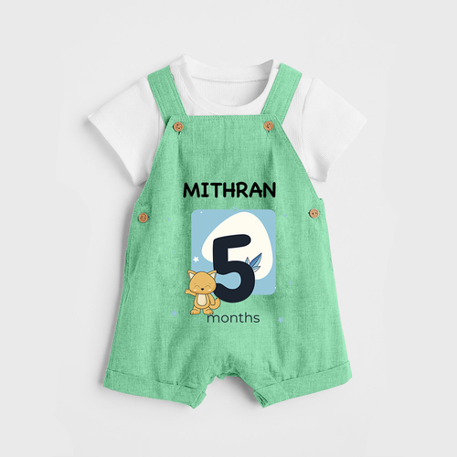 Baby Dungaree Set Birthday Outfit - 5th Month | Personalized Dungaree Set | Cozy Cotton Fabric