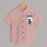 Baby Shirt Birthday Outfit - 5th Month | Personalized Shirt | Cozy Cotton Fabric - PEACH - 0 - 6 Months Old (Chest 23")