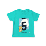 Commemorate your little one's 5th  month with a customized T-Shirt - TEAL - 0 - 5 Months Old (Chest 17")