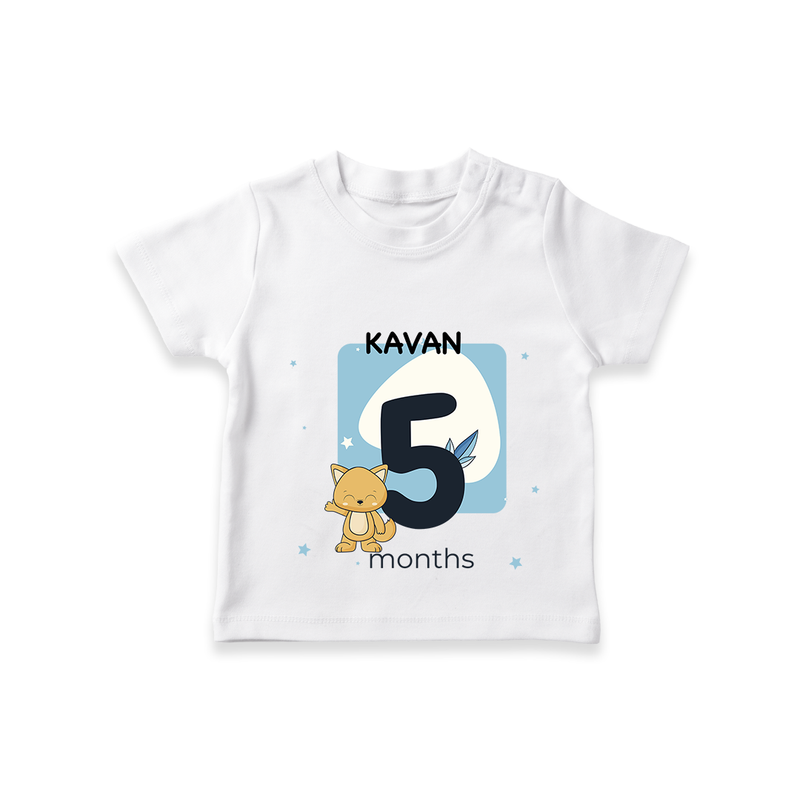 Commemorate your little one's 5th  month with a customized T-Shirt - WHITE - 0 - 5 Months Old (Chest 17")