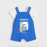 Baby Dungaree Set Birthday Outfit - 5th Month | Personalized Dungaree Set | Cozy Cotton Fabric - COBALT BLUE - 0 - 5 Months Old (Chest 18")
