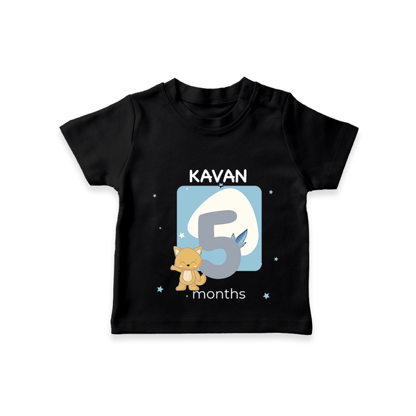 Commemorate your little one's 5th  month with a customized T-Shirt - BLACK - 0 - 5 Months Old (Chest 17")