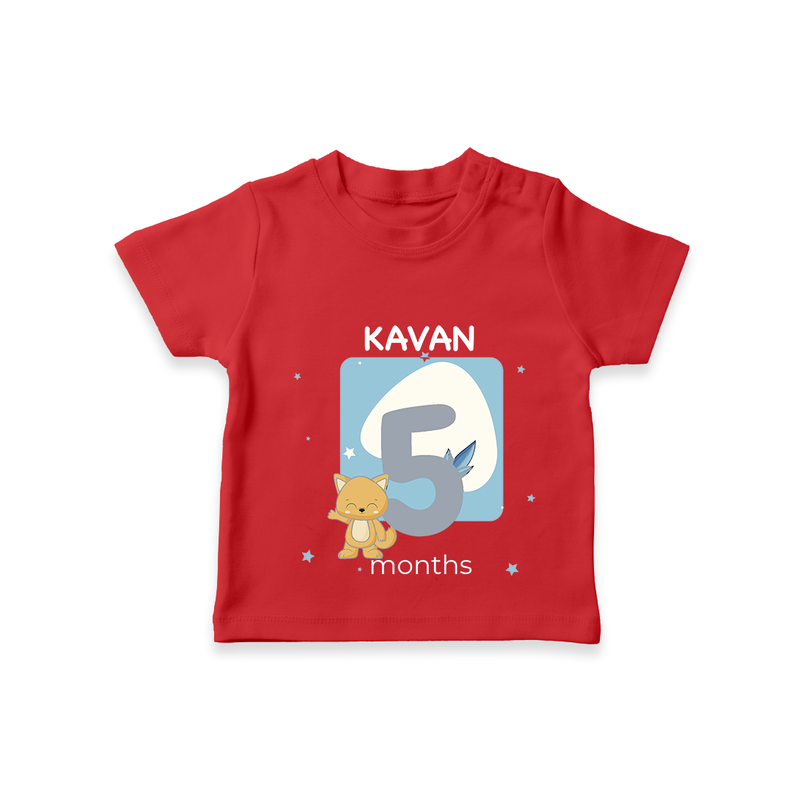 Commemorate your little one's 5th  month with a customized T-Shirt - RED - 0 - 5 Months Old (Chest 17")
