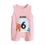 Baby Romper Suit/ Sleeveless Romper Birthday Outfit - 6th Month | Personalized Romper Suit/ Sleeveless Romper | Cozy Cotton Fabric - BABY PINK - 0 - 5 Months Old (Chest 18")