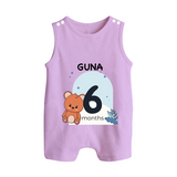 Baby Romper Suit/ Sleeveless Romper Birthday Outfit - 6th Month | Personalized Romper Suit/ Sleeveless Romper | Cozy Cotton Fabric - LILAC - 0 - 5 Months Old (Chest 18")
