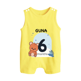 Baby Romper Suit/ Sleeveless Romper Birthday Outfit - 6th Month | Personalized Romper Suit/ Sleeveless Romper | Cozy Cotton Fabric - PASTEL YELLOW - 0 - 5 Months Old (Chest 18")