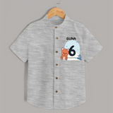 Baby Shirt Birthday Outfit - 6th Month | Personalized Shirt | Cozy Cotton Fabric - GREY - 0 - 6 Months Old (Chest 23")
