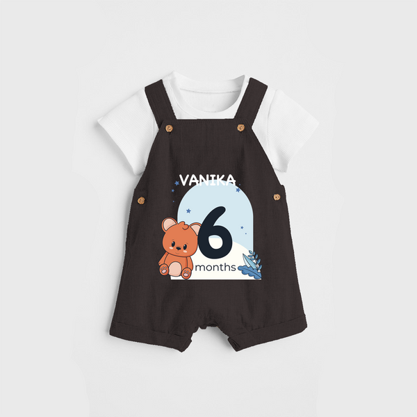 Commemorate your little one's 6th month with a customized Dungaree Set - CHOCOLATE BROWN - 0 - 5 Months Old (Chest 17")