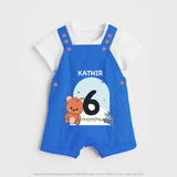 Baby Dungaree Set Birthday Outfit - 6th Month | Personalized Dungaree Set | Cozy Cotton Fabric - COBALT BLUE - 0 - 5 Months Old (Chest 18")