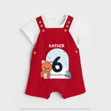 Baby Dungaree Set Birthday Outfit - 6th Month | Personalized Dungaree Set | Cozy Cotton Fabric - RED - 0 - 5 Months Old (Chest 18")