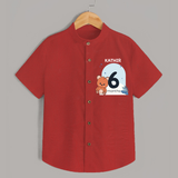 Baby Shirt Birthday Outfit - 6th Month | Personalized Shirt | Cozy Cotton Fabric - RED - 0 - 6 Months Old (Chest 23")