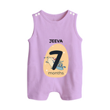 Baby Romper Suit/ Sleeveless Romper Birthday Outfit - 7th Month | Personalized Romper Suit/ Sleeveless Romper | Cozy Cotton Fabric - LILAC - 0 - 5 Months Old (Chest 18")