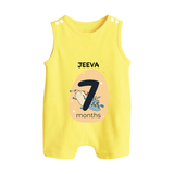 Baby Romper Suit/ Sleeveless Romper Birthday Outfit - 7th Month | Personalized Romper Suit/ Sleeveless Romper | Cozy Cotton Fabric - PASTEL YELLOW - 0 - 5 Months Old (Chest 18")