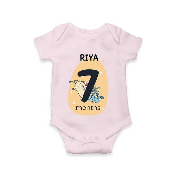 Commemorate your little one's 7th  month with a customized romper - BABY PINK - 0 - 3 Months Old (Chest 16")