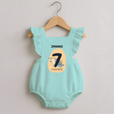 Baby Romper Frock Birthday Outfit - 7th Month | Personalized Romper Frock | Cozy Cotton Fabric - MINT GREEN - 0 - 3 Months Old (Chest 19")