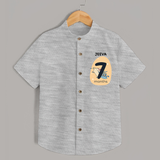 Baby Shirt Birthday Outfit - 7th Month | Personalized Shirt | Cozy Cotton Fabric - GREY - 0 - 6 Months Old (Chest 23")