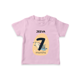 Baby T-Shirt Birthday Outfit - 7th Month | Personalized T-Shirt | Cozy Cotton Fabric - BABY PINK - 0-5 Months Old (Chest 17")