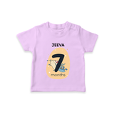Baby T-Shirt Birthday Outfit - 7th Month | Personalized T-Shirt | Cozy Cotton Fabric - LILAC - 0-5 Months Old (Chest 17")
