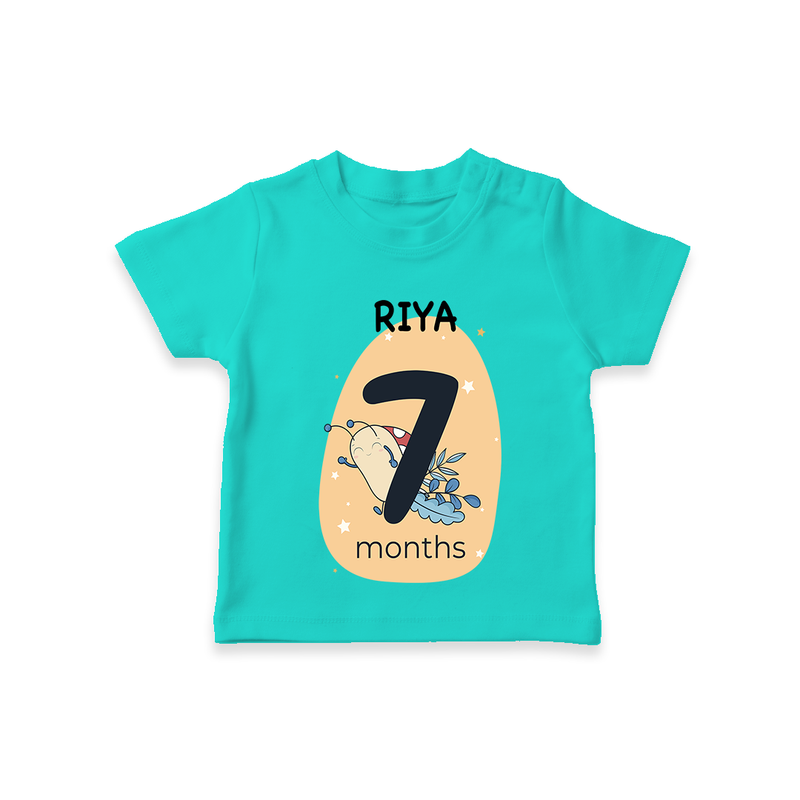 Commemorate your little one's 7th  month with a customized T-Shirt - TEAL - 0 - 5 Months Old (Chest 17")