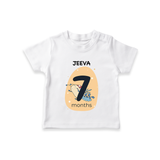 Baby T-Shirt Birthday Outfit - 7th Month | Personalized T-Shirt | Cozy Cotton Fabric - WHITE - 0-5 Months Old (Chest 17")